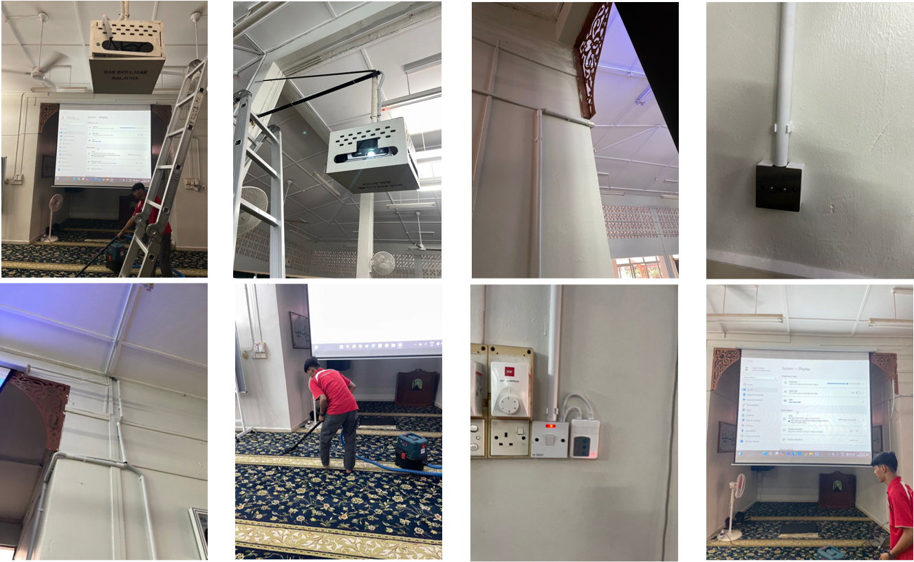 Pemasangan projektor surau 1
